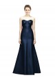 Buy Long Strapless Satin Bridesmaid Dress with Pleated Cuff Neckline UK