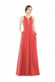 Buy Sheer V-Neck Tulle Illusion Long Satin Bridesmaid Dress UK