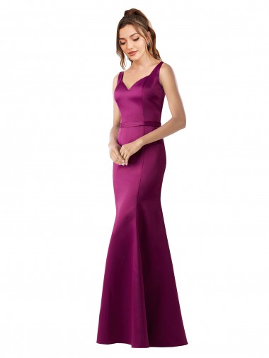 Buy Fitted Sexy Open Back Formal Satin Bridesmaids Dress with Floral Details UK