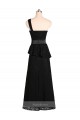 Buy Long One Shoulder Satin Bridesmaid Dress with Bow Ties UK