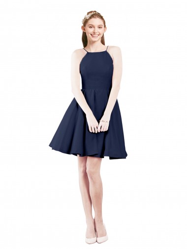 Buy Halter Neck Short Knee Length Satin Cocktail Bridesmaid Dress UK