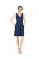 Buy Deep V-Neck Short Knee Length Satin Cocktail Bridesmaid Dress with Slimming Pleats UK