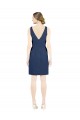 Buy Deep V-Neck Short Knee Length Satin Cocktail Bridesmaid Dress with Slimming Pleats UK