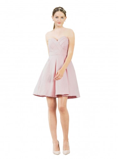 Buy Short Knee Length Sweetheart Satin Cocktail Bridesmaid Dress UK