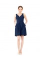 Buy V-Neck A-Line Satin Cocktail Bridesmaid Dress with Pockets UK