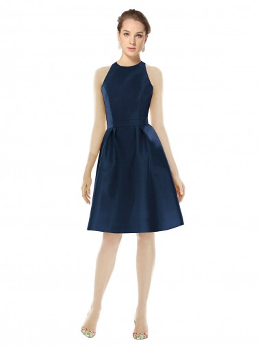 Buy Short Halter Cocktail Length Luxe Satin Cocktail Bridesmaid Dress UK
