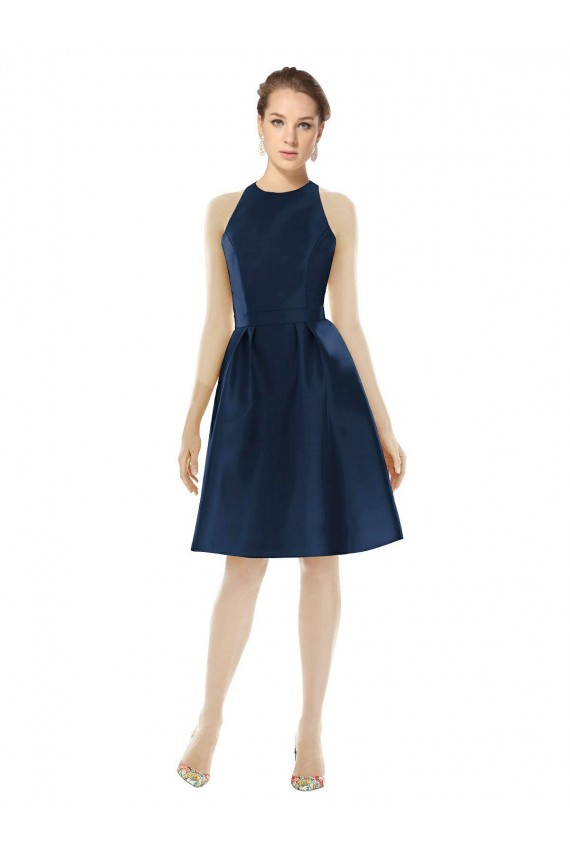 Buy Short Halter Cocktail Length Luxe Satin Cocktail Bridesmaid Dress UK