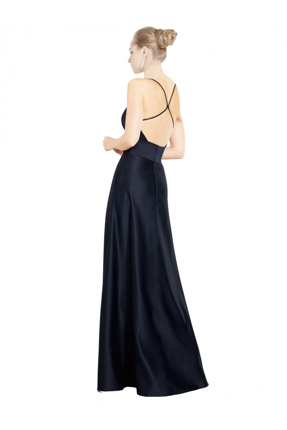 Buy Sexy Satin Bridesmaids Dress with Deep V-Neckline and Strappy Back UK