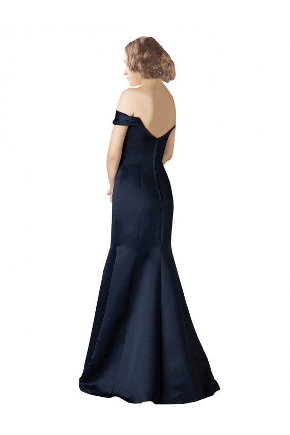 Buy Fit and Flare Satin Bridesmaid Dress / Prom Dress with Off the Shoulder Neckline UK