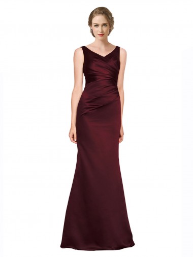 Buy Figure Shaping Formal Satin Bridesmaid Dress / Prom Dress with Structured Pleats UK
