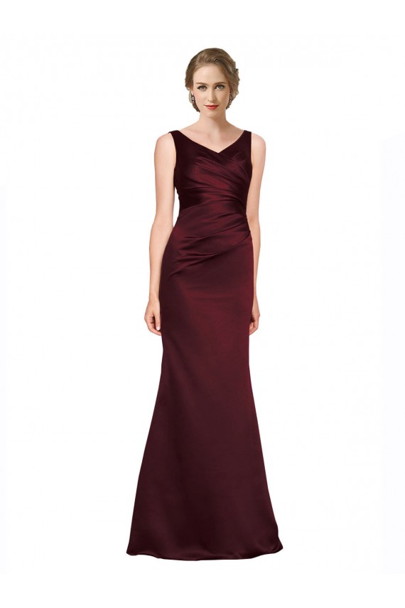 Buy Figure Shaping Formal Satin Bridesmaid Dress / Prom Dress with Structured Pleats UK