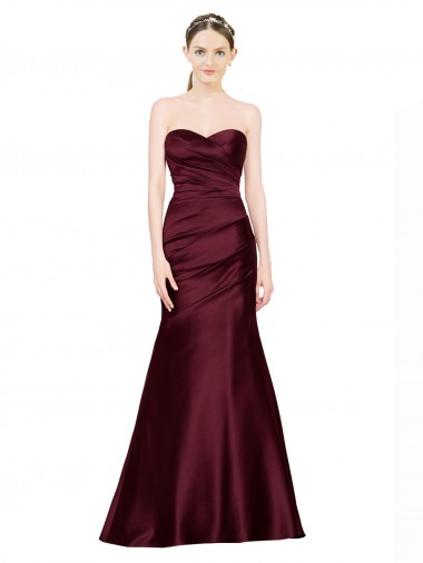 Buy Mermaid Sweetheart Soft Formal Satin Bridesmaid Dress / Prom Dress with Pleats UK