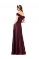 Buy Long Off the Shoulder Formal Satin Bridesmaid Dress / Prom Dress with Thigh-high Slit UK