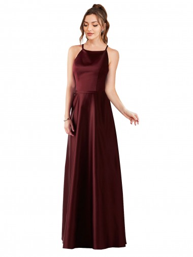 Buy Sleek Satin Bridesmaids Dress with Pockets UK
