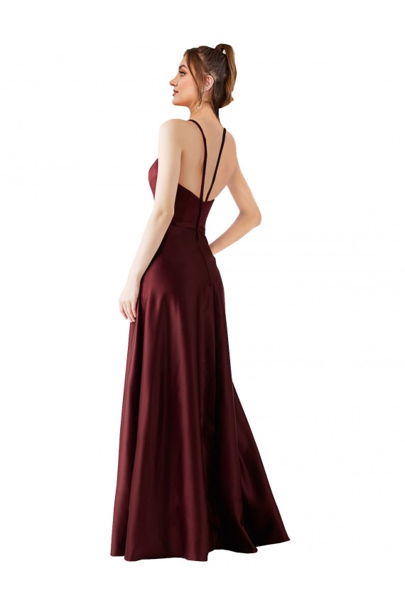Buy Sleek Satin Bridesmaids Dress with Pockets UK