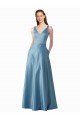 Buy Classic Satin V-Neck A-Line Bridesmaids Dress with Pockets UK