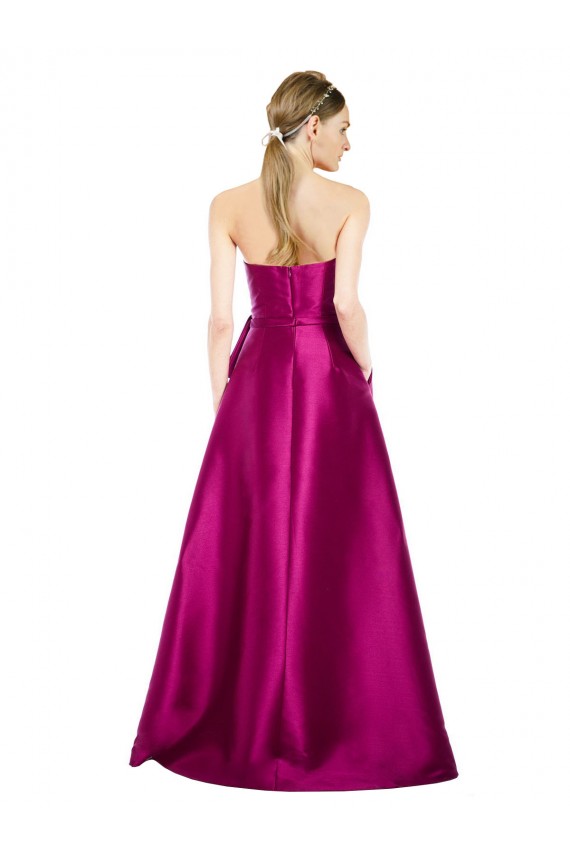 Buy Sleeveless V-Neck Long Satin Bridesmaid Dress / Prom Dress with Bow Waist UK