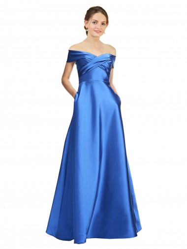 Buy Sleeveless Off the Shoulder Ball Gown Formal Satin Bridesmaid Dress / Prom Dress UK
