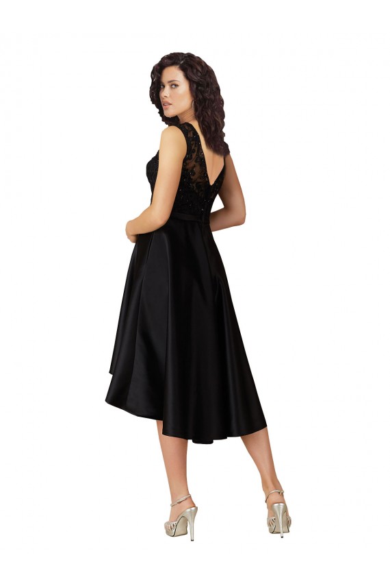 Buy Short High Low Satin Cocktail Bridesmaid Dress with a Beaded and Embroidered Bodice UK