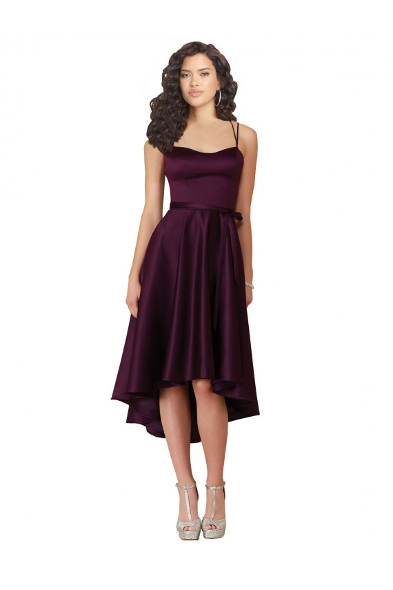 Buy Elegant High Low Satin Bridesmaid Dress / Prom Dress with Criss Cross Back UK