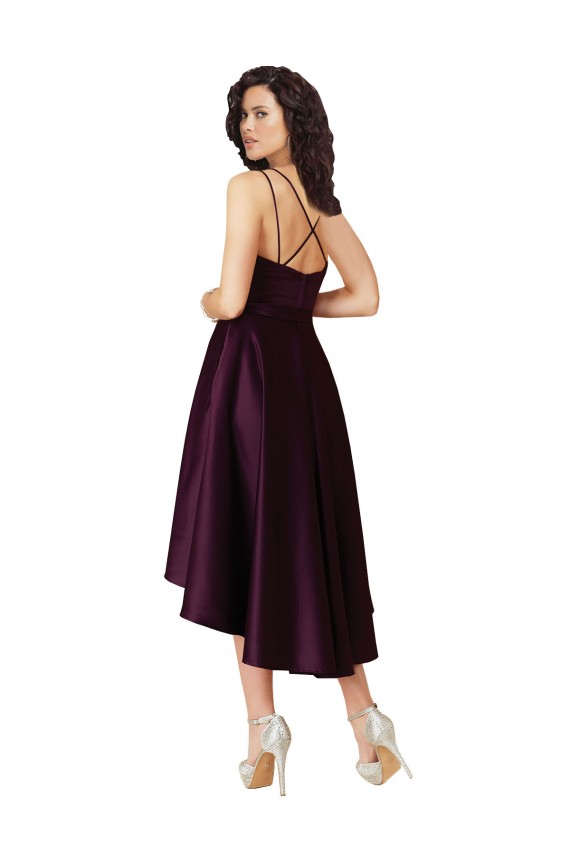 Buy Elegant High Low Satin Bridesmaid Dress / Prom Dress with Criss Cross Back UK