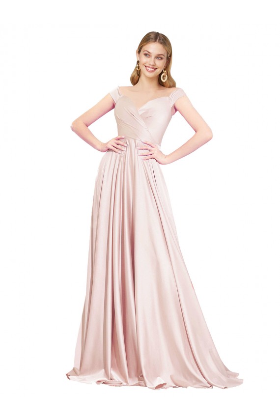 Buy A-Line Off the Shoulder Sweetheart Formal Satin Bridesmaid Dress / Prom Dress UK