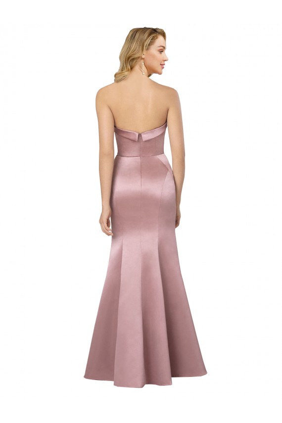 Buy Old Hollywood-Inspired Strapless Formal Satin Bridesmaid Dress / Prom Dress UK