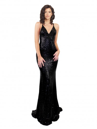 Buy Sleek Fishtail Shaped Open Back Formal Sequin Bridesmaid Dress / Prom Dress UK