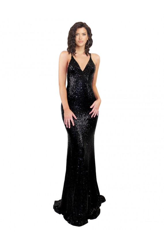 Buy Sleek Fishtail Shaped Open Back Formal Sequin Bridesmaid Dress / Prom Dress UK
