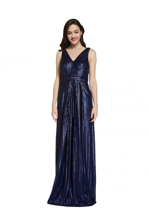 Buy Long V-Neck Sparking Formal Sequin Bridesmaid Dress / Prom Dress with Low V-Back UK