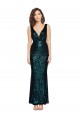 Buy V-Neck Full Length Formal Sequin Bridesmaid Dress / Prom Dress with Draped Back UK