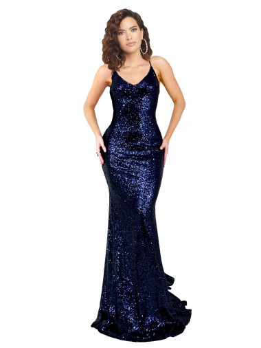 Buy Mermaid V-Neck Low Back Long Formal Sequin Bridesmaid Dress / Prom Dress UK