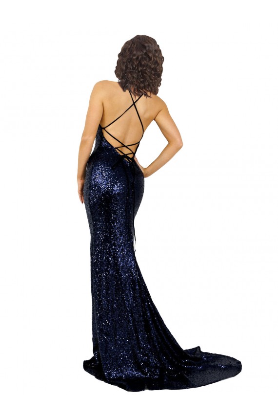 Buy Mermaid V-Neck Low Back Long Formal Sequin Bridesmaid Dress / Prom Dress UK