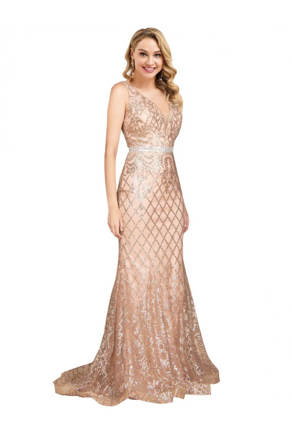 Buy Sleek Long Mermaid Formal Sparkling Sequin Bridesmaid Dress / Prom Dress UK