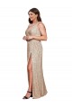 Buy Deep V-Neck Sleeveless Sparkling Formal Sequin Bridesmaid Dress / Prom Dress with Draped Cowl Back UK