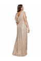 Buy Deep V-Neck Sleeveless Sparkling Formal Sequin Bridesmaid Dress / Prom Dress with Draped Cowl Back UK