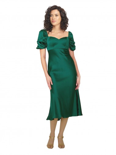 Buy Ruched Sleeve Formal Silky Satin Bridesmaid Dress / Prom Dress UK