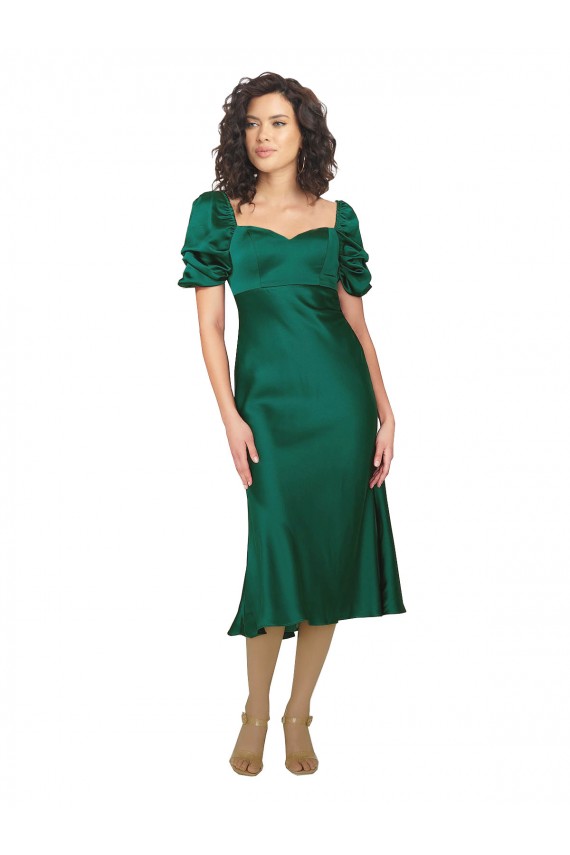 Buy Ruched Sleeve Formal Silky Satin Bridesmaid Dress / Prom Dress UK