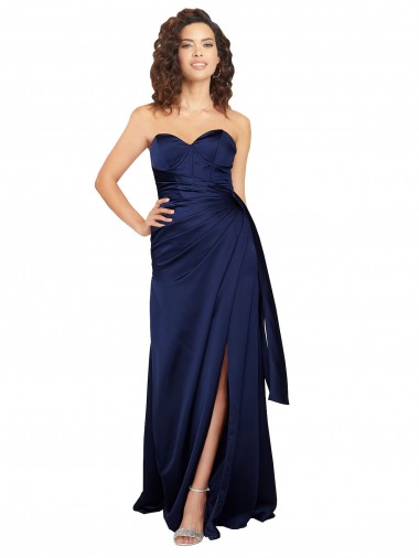 Buy Floor Length Wrap Skirt Formal Silky Satin Bridesmaid Dress / Prom Dress UK