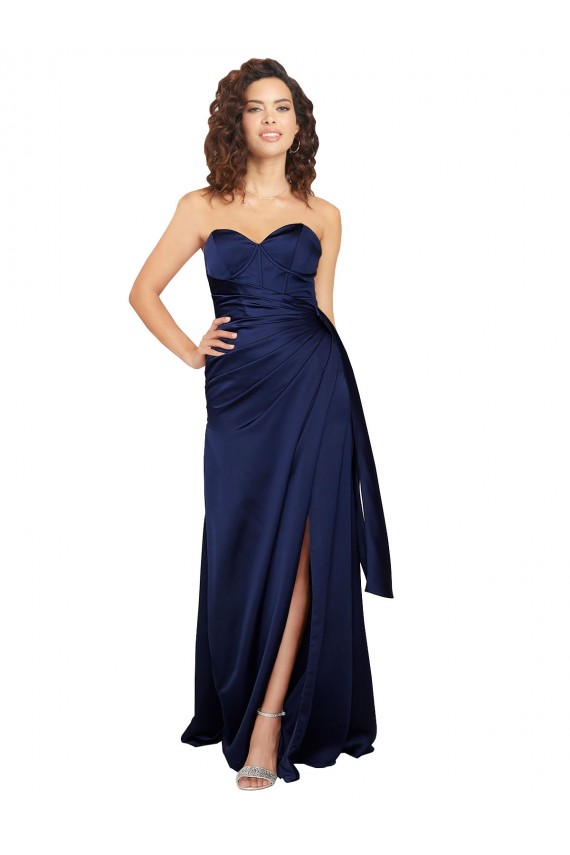 Buy Floor Length Wrap Skirt Formal Silky Satin Bridesmaid Dress / Prom Dress UK