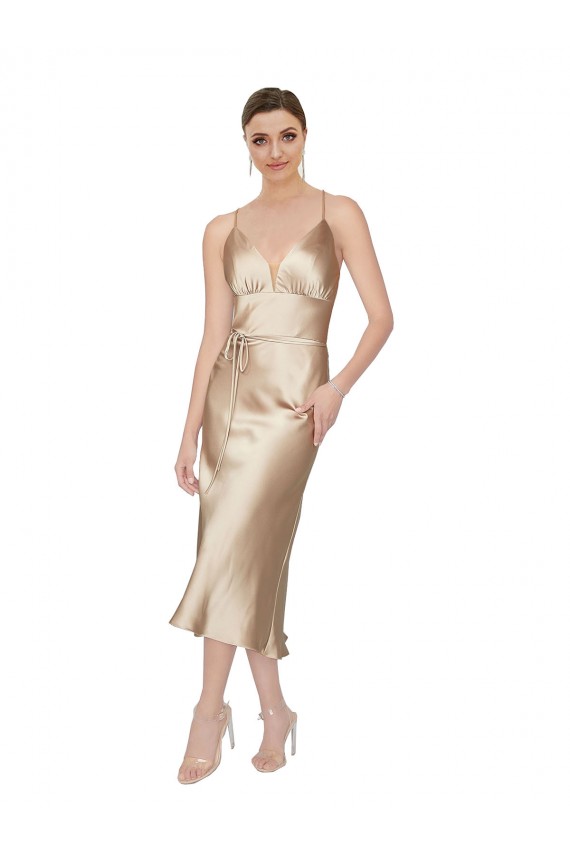 Buy Empire Waist Formal Silky Satin Cocktail Midi Bridesmaid Dress / Prom Dress UK