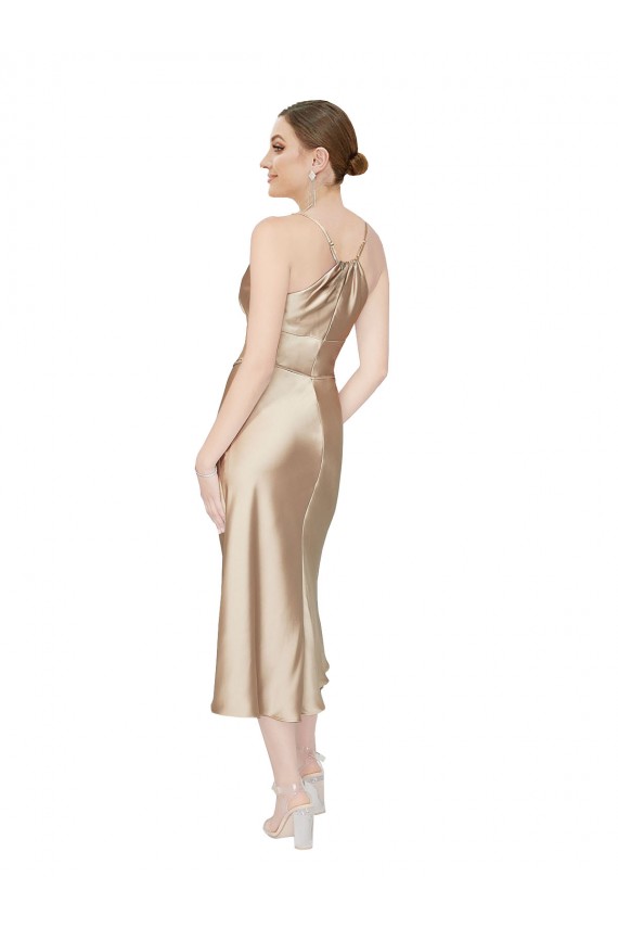 Buy Empire Waist Formal Silky Satin Cocktail Midi Bridesmaid Dress / Prom Dress UK
