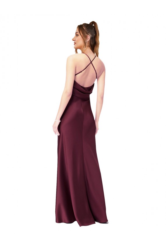 Buy Cowl Back V-Neck Formal Silky Satin Bridesmaid Dress / Prom Dress UK