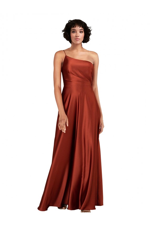 Buy Sophisticated One Shoulder Formal Silky Satin Bridesmaid Dress / Prom Dress with Full Skirt UK
