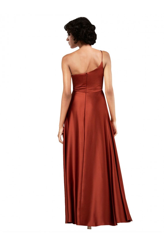 Buy Sophisticated One Shoulder Formal Silky Satin Bridesmaid Dress / Prom Dress with Full Skirt UK