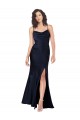 Buy Draped Cowl Neck Formal Silky Satin Bridesmaid Dress / Prom Dress with Skirt Slit UK