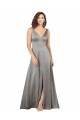 Buy Plunging V-Neckline Long A-Line Formal Silky Satin Bridesmaid Dress / Prom Dress UK