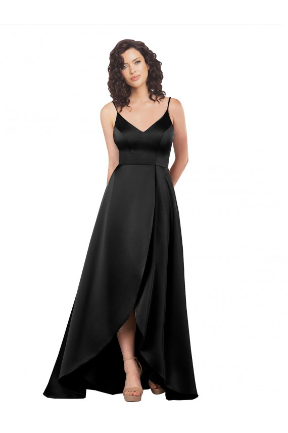 Buy High Low V-Neckline Formal Silky Satin Tulip Bridesmaid Dress / Prom Dress with Wrap Skirt UK