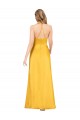 Buy Halter A-Line Formal Silky Satin Bridesmaid Dress / Prom Dress with V-Neckline and Slit UK