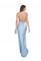 Buy Open Back with Ties Cowl Neck Sheath Formal Silky Satin Long Bridessmaid Dress UK